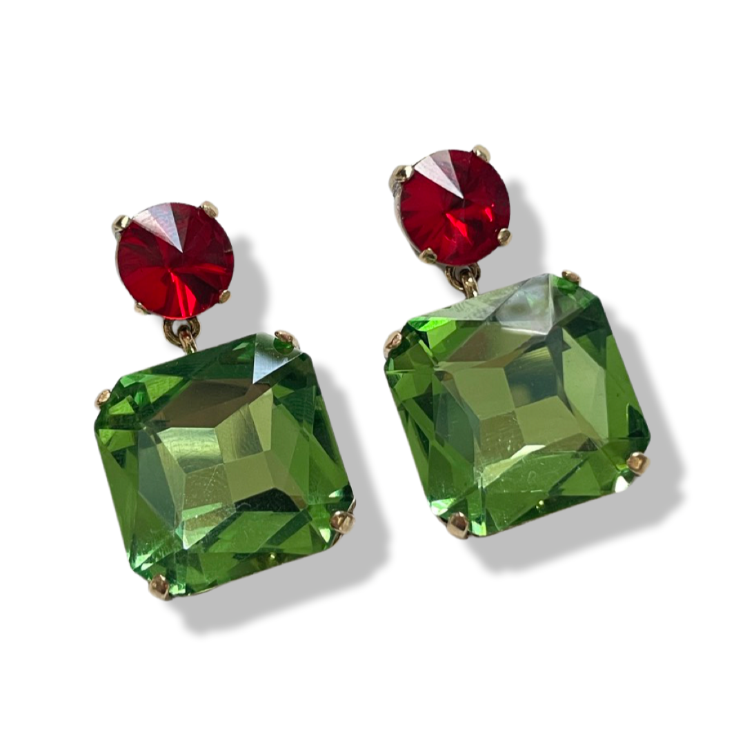 GREEN CRYSTAL EARINGS