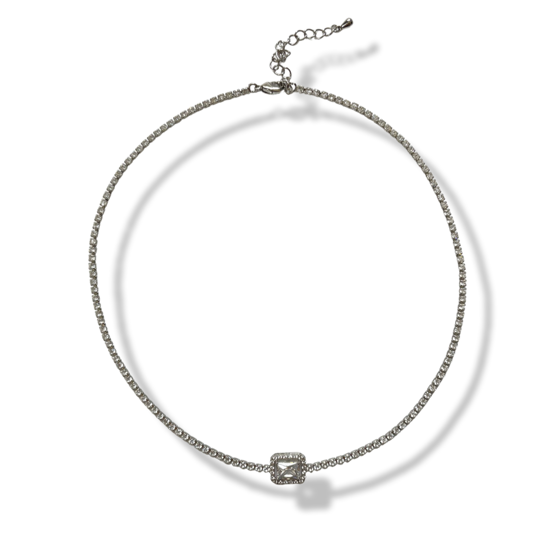 SOLITAIRE ZIRCONIUM CHOKER (WHITE)