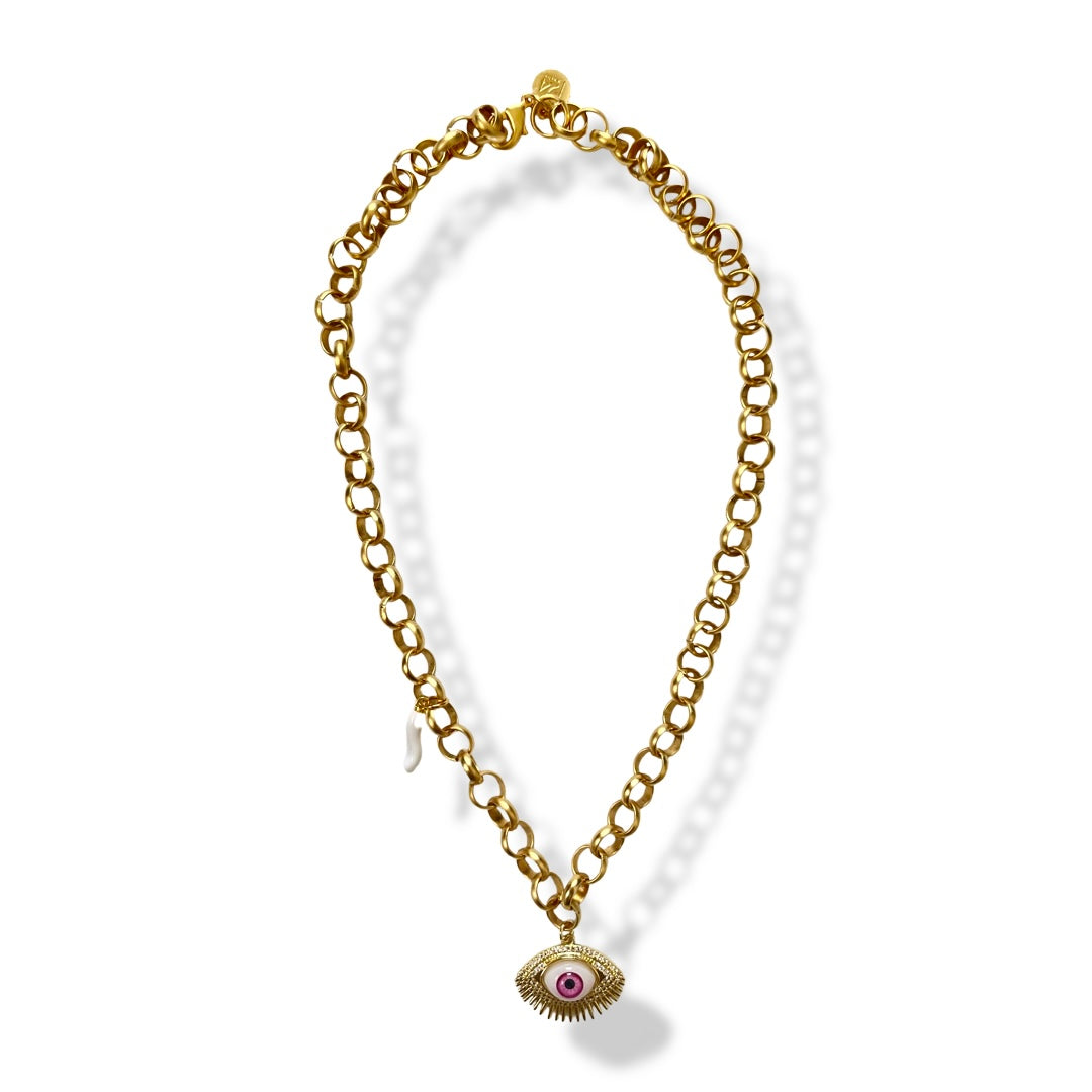 PINK EVIL EYE NECKLACE\CHOKER